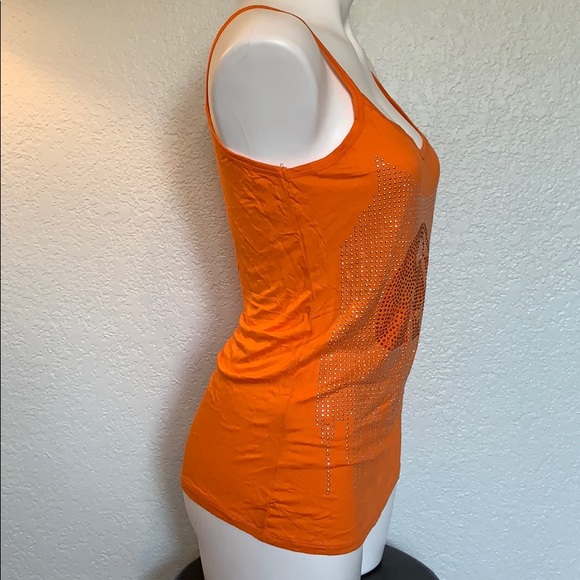Orange Rhinestone Strappy Top - Picture 5 of 7
